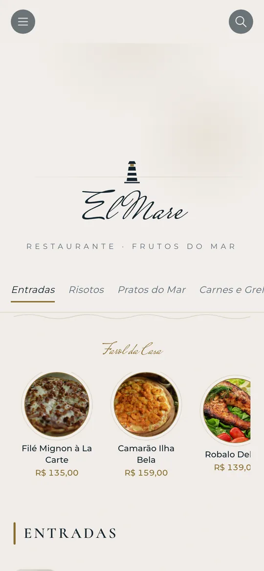 El Mare digital menu by DotMenu