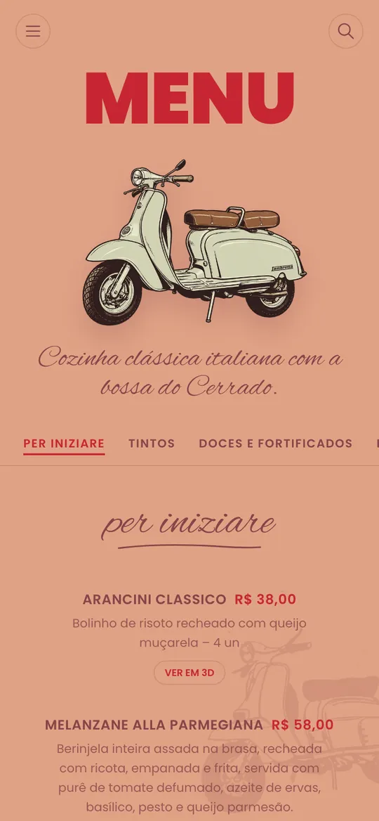 Lambretta digital menu by DotMenu