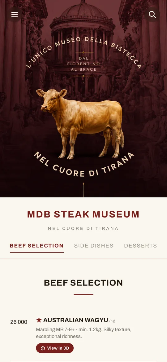 MDB Steak Museum digital menu by DotMenu