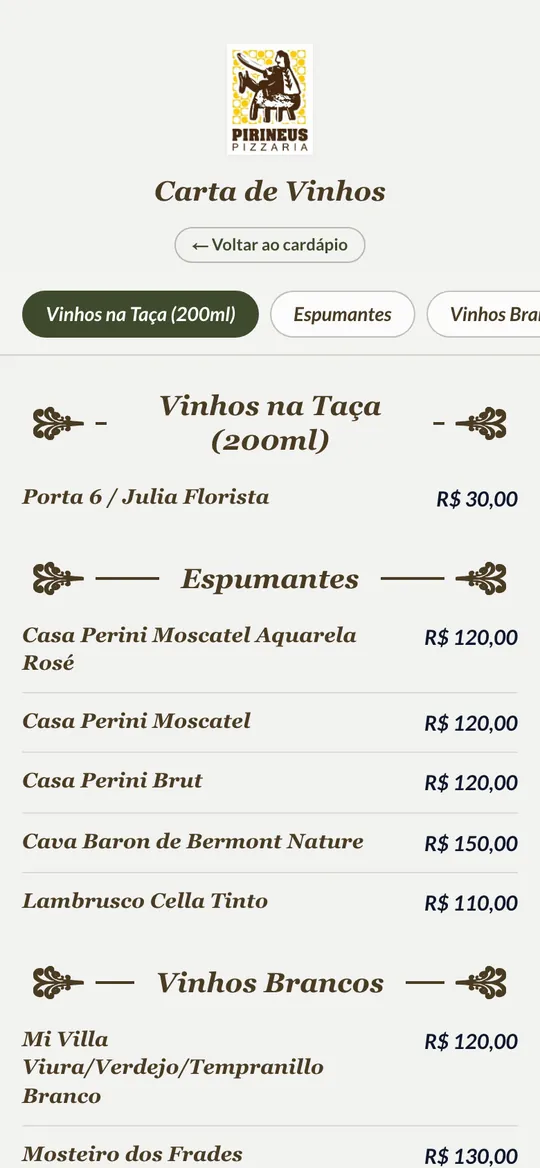 Wine list
